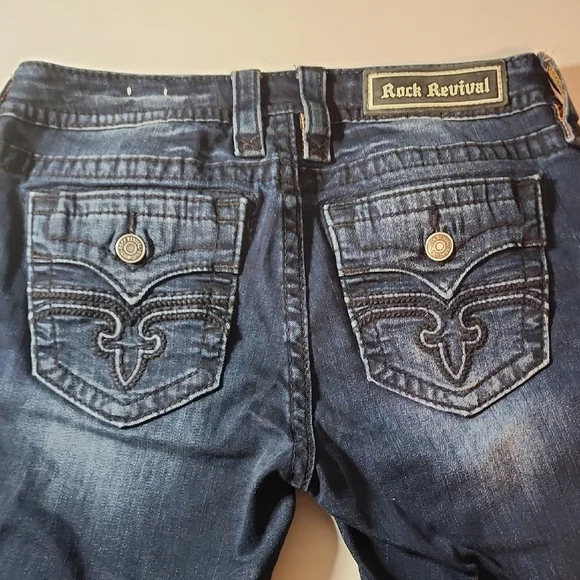 Rock Revival Alivia Mid Rise Skinnyn Blue Jeans In Size 28 - Picture 1 of 10